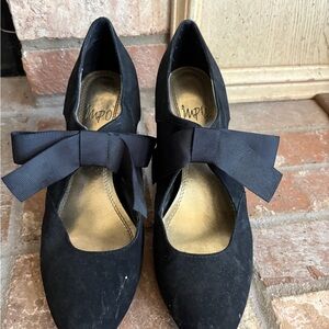 Impo Black Heels with Bow Accent